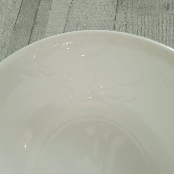 Corelle Embossed White Swirl 8.5" Round Serving Bowl Durable Vitrelle Dish - Picture 5 of 6